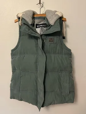 Boutique Two tone Slay Puffer Vest w/ Hood thumbnail 1