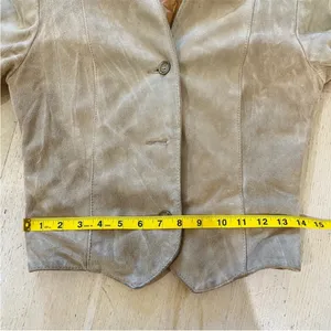 Vintage blazer cropped suede leather boho jacket Tan thumbnail 15