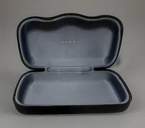 GUCCI eyeglasses case Black Velvet Silk Lined Light Blue. Can Be Used As Clutch thumbnail 1