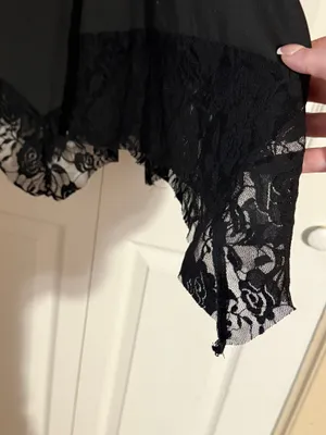 Amazon Black Tunic Shirt with Heart Detail and Lace Hem thumbnail 5