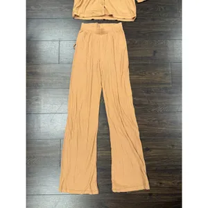 SKIMS Soft Lounge Pajama Set XXS Camel Tan Ribbed Button Up Wide Leg Pants thumbnail 2