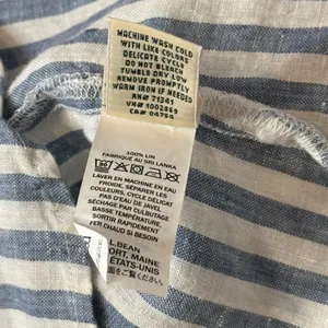 L.L. Bean Linen Blue White Stripe Top Womens M Pocket Short Sleeve Nautical thumbnail 6
