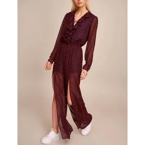 NWT!! THE FIFTH LABEL Titania Jumpsuit Black Red Clip Dot Dots Ruffle X-Small thumbnail 6