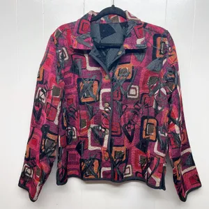 Women's Vintage Tapestry Button Front Long Sleeve Blazer Size Large thumbnail 1
