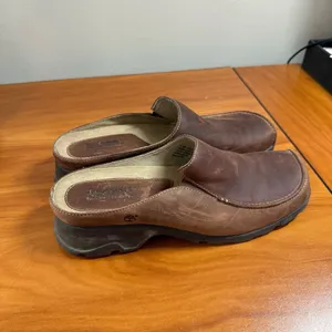 Timberland Slip On Loafer Mule Brown Leather Western Casual‎ Comfort Neutral thumbnail 3