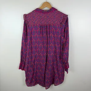 Roller Rabbit Augusta Darya Floral Button Up Shirt Dress‎ Large Lightweight Boho thumbnail 5