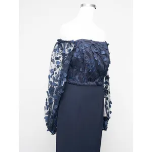 Eliza - Floral Appliqué Long Sleeve Off-the-Shoulder Gown thumbnail 7