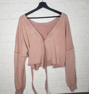 Free People Movement Charlotte Taupe Pink Wrap Top thumbnail 6