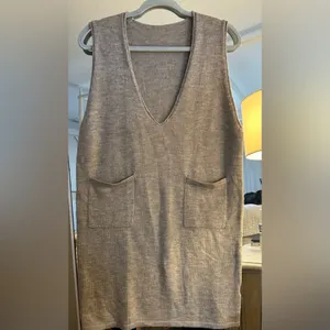 NEW Double Pocket Sleeveless V Neck Short Sweater Dress Jumper S thumbnail 4