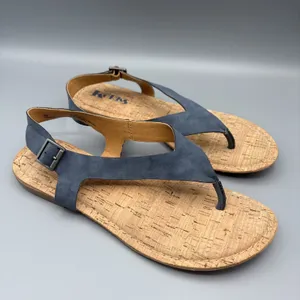 Korks Skylar Sandals Size 9 Blue Faux Leather Vegan Thong Sling Back Cork Summer thumbnail 4