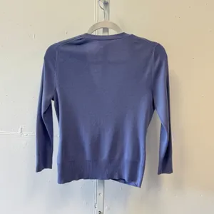Ann Taylor LOFT Periwinkle Blue 100% Pima Cotton V-Neck Cardigan Sweater Small thumbnail 2