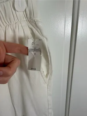NWT Gap Mid Rise Twill Cargo Pants New Off White Small Garment Dyed thumbnail 4