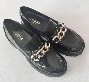 Guess Women's Hillford Shiny Black Faux Leather Platform Chunky Loafers Sz 7.5 thumbnail 3