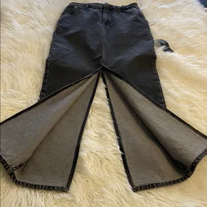 NA-KD Gray Denim Jeans Skirt Maxi length 38” waist 28” brand new two front pocke thumbnail 5