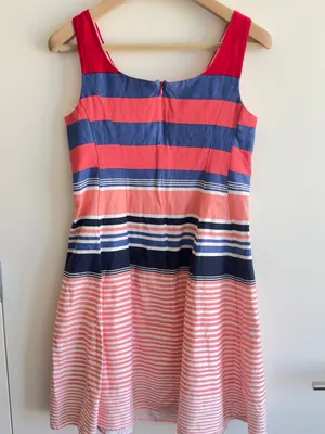 Tiana B Striped Fit & Flare Dress Size 10 Pink Blue Sleeveless Pocket Sundress thumbnail 7