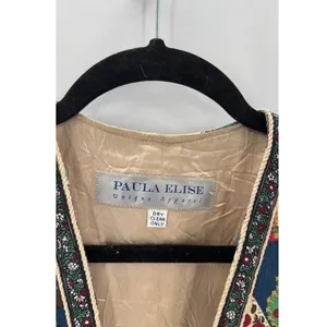 Vintage Paula Elise open front vest 90s patchwork farm novelty print size S/M thumbnail 3