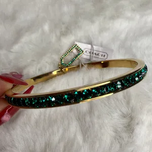 Coach Pave Crystal 96416 gold-tone bangle bracelet crystal hinge thumbnail 5