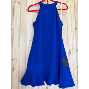NWT Lulus All About Dancing Royal Blue Halter Ruffled Mini Dress Party Size M thumbnail 5