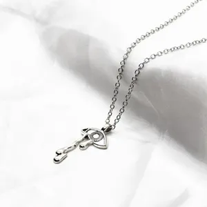 Trippy Dripping Eye Necklace Silver thumbnail 4