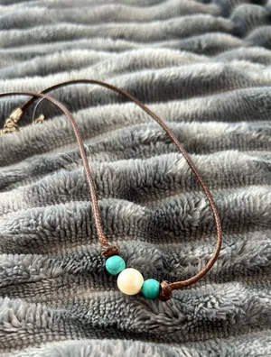 Turquoise And Pearl Necklace Blue thumbnail 3