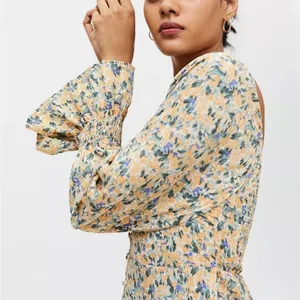 floral mini dress fluted sleeve bodycon bustier dress thumbnail 3
