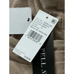 Papell Studio Metallic Draped Knit Dress Gown V-Neck NWT US 12 Beige Biscotti thumbnail 7