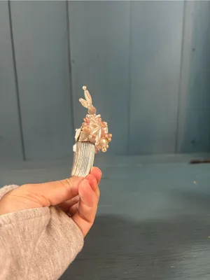 Handmade Pearl and Pink Floral Bridal Hair Comb - Vintage 1980’s thumbnail 5