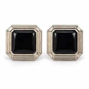 Vintage Christian Dior Black Cabochon Clip-On Earrings thumbnail 2