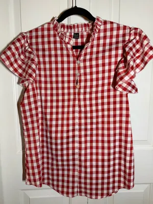 Red & White Gingham Top Size XL thumbnail 1