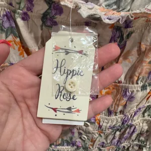 1471 | NWT Hippie Rose Floral Smocked Boho‎ Mini Dress Bone Large thumbnail 8