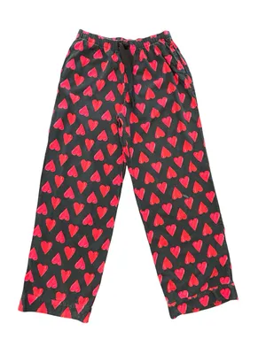Victoria’s Secret Black Red Heart pattern Button Up cozy Flannel pajama Set SM thumbnail 5