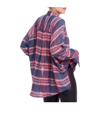 NWOT Free people fearless love oversized top pink Blue Medium thumbnail 4