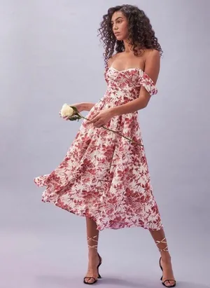 Reformation Violet Floral Midi Dress thumbnail 1