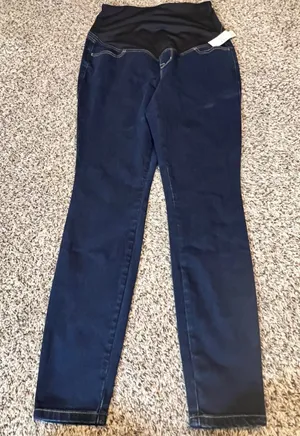 Maurices Maternity Skinny Jeans Dark‎ Wash Full Belly Band Blue Size Medium NWT thumbnail 1