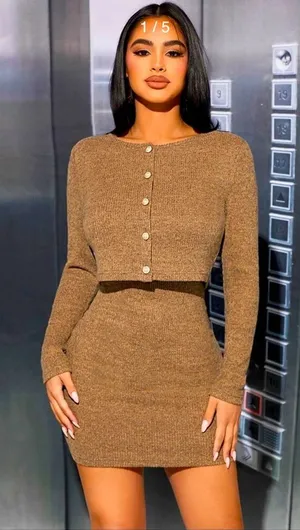 SheIn Button Front Crop Top & Bodycon Dress sz M thumbnail 1