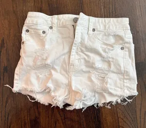 Aeropostale White Distressed Jean Cutoff Shorts thumbnail 1
