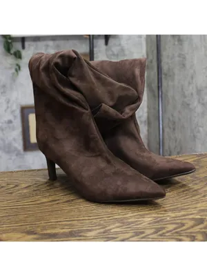 A New Day Justice Faux Suede Heeled Boots with Side Zip 94568890 Brown 7.5M thumbnail 2