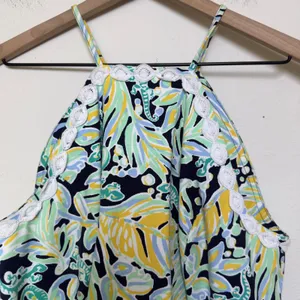 Crown & Ivy Women Cayo Coco Shift‎ Dress 10 Halter Neck Tropical Resort Iguana thumbnail 6