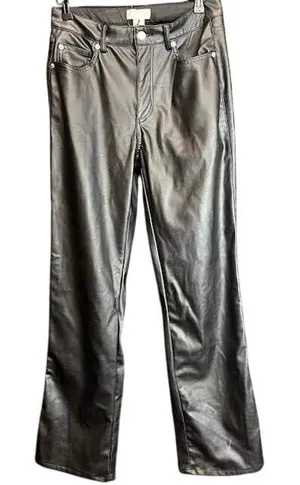 H&M Faux‎ Leather Pants Size 8 Black Straight Leg Casual Career thumbnail 1
