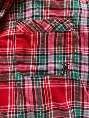 Victoria's Secret Red Pink Green Plaid Flannel Pajama Set Women’s Size Large thumbnail 8