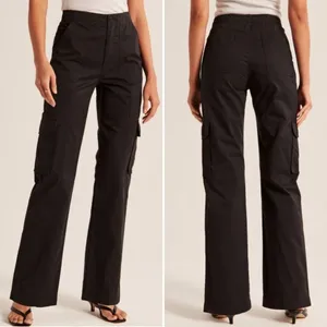 Abercrombie & Fitch Relaxed Cargo Pants Women 14 Long Black Utility Straight Leg thumbnail 2
