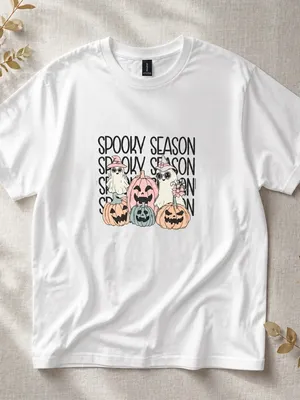 Gildan Spooky Season Halloween Theme 100% Cotton White T-Shirt Size XL NWT thumbnail 1