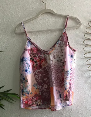 Colorful multicolored floral abstract print cami tank top(Size S) thumbnail 2
