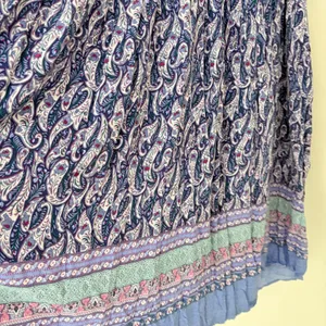 Few Moda Maxi Dress Small Blue Paisley Boho Tiered V-Neck Long Sleeve Drawstring thumbnail 10