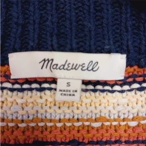 Madewell SZ S Arden V-Neck Crop Striped Pullover Sweater In Stripe thumbnail 3