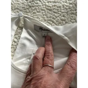 Madewell Long-Sleeve Bubble-Hem Top Winter White Lightweight Satin Lined Size 8 thumbnail 5