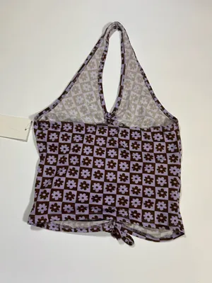 Vibe Sportswear Daisy Checkerboard Ruched Halter Top Size M thumbnail 3