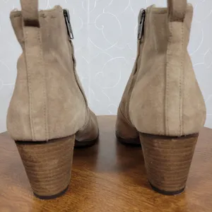 Lands' End Women Ankle Boots Size 10 Brown Tan Suede Zip Up Block Heel Casual thumbnail 3