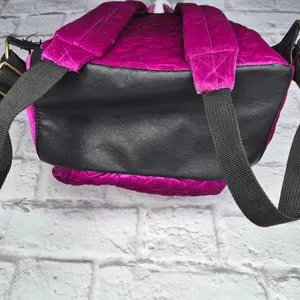 Luv Betsey Johnson Magenta Velvet Quilted Star Mini Backpack Hot Pink Y2K Purse thumbnail 6