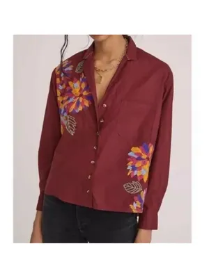 Anthropologie Maeve Embroidered Button down Size US 10 thumbnail 2